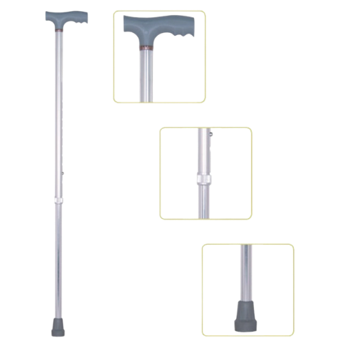 Bastón Ortopédico de Aluminio Color Plateado – Ajustable y Liviano