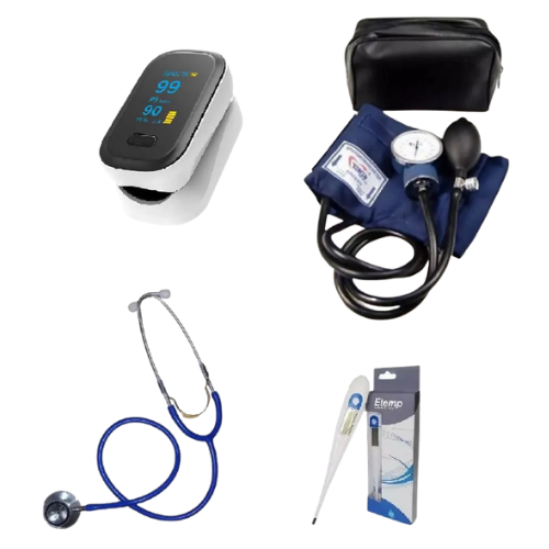 Kit de Salud – Tensiómetro + Estetoscopio + Termómetro + Oxímetro